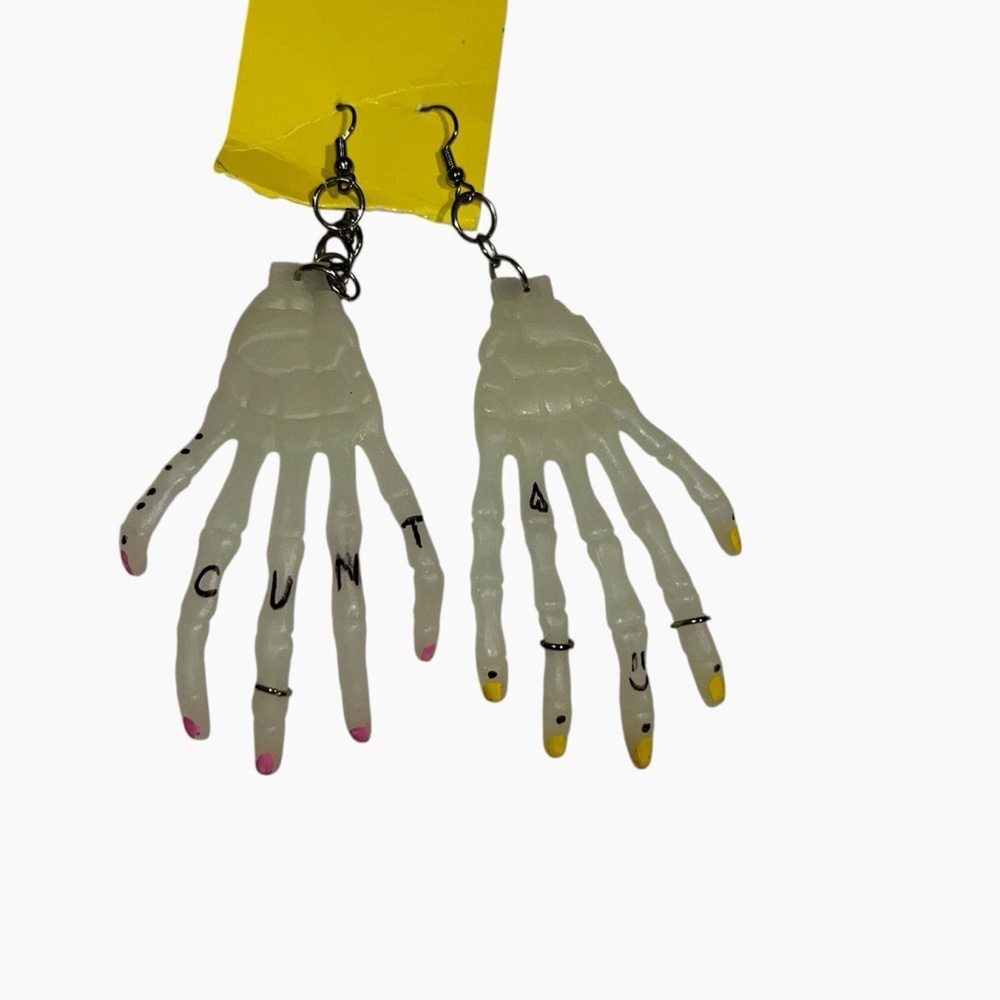 Skeleton hand Earrings tattoos rings retro y2k punk goth Halloween